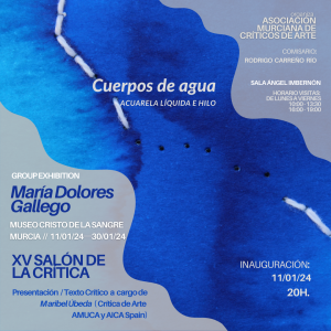 Cartel individual de exposición de Cuerpos de Agua, de María Dolores Gallego. Diseño M.Ubeda